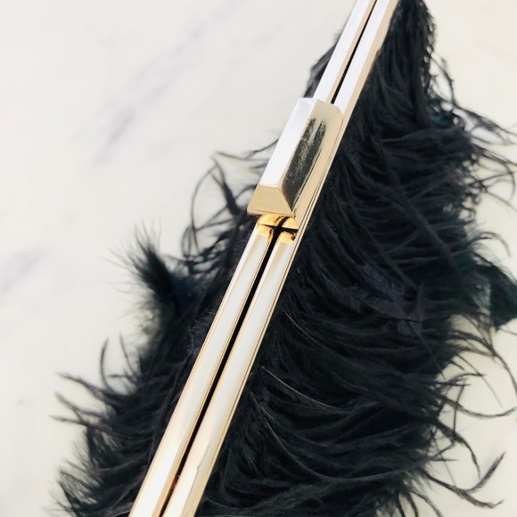 BEBE Luxury OSTRICH Feather Pochette Plume Ella Clutch / Shoulder Bag SOLD - Picture 3 of 13